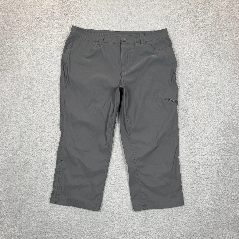 Eddie Bauer Women 12 Gray Guide Pro Capris Hiking Cargo Cropped Pants Stretch
